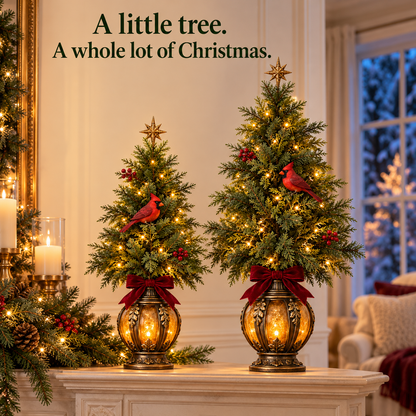 🎄🐦 Cardinal Glow Trees™ | Lighted Christmas Lantern Decor