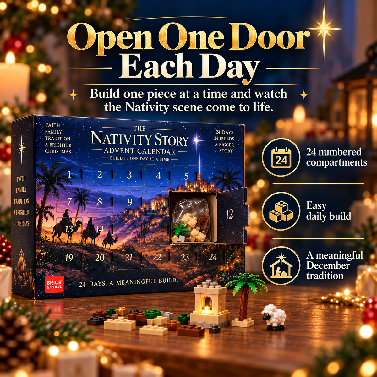 ✝️🧱 24-Day Buildable Nativity Advent Calendar – Build the Christmas Story