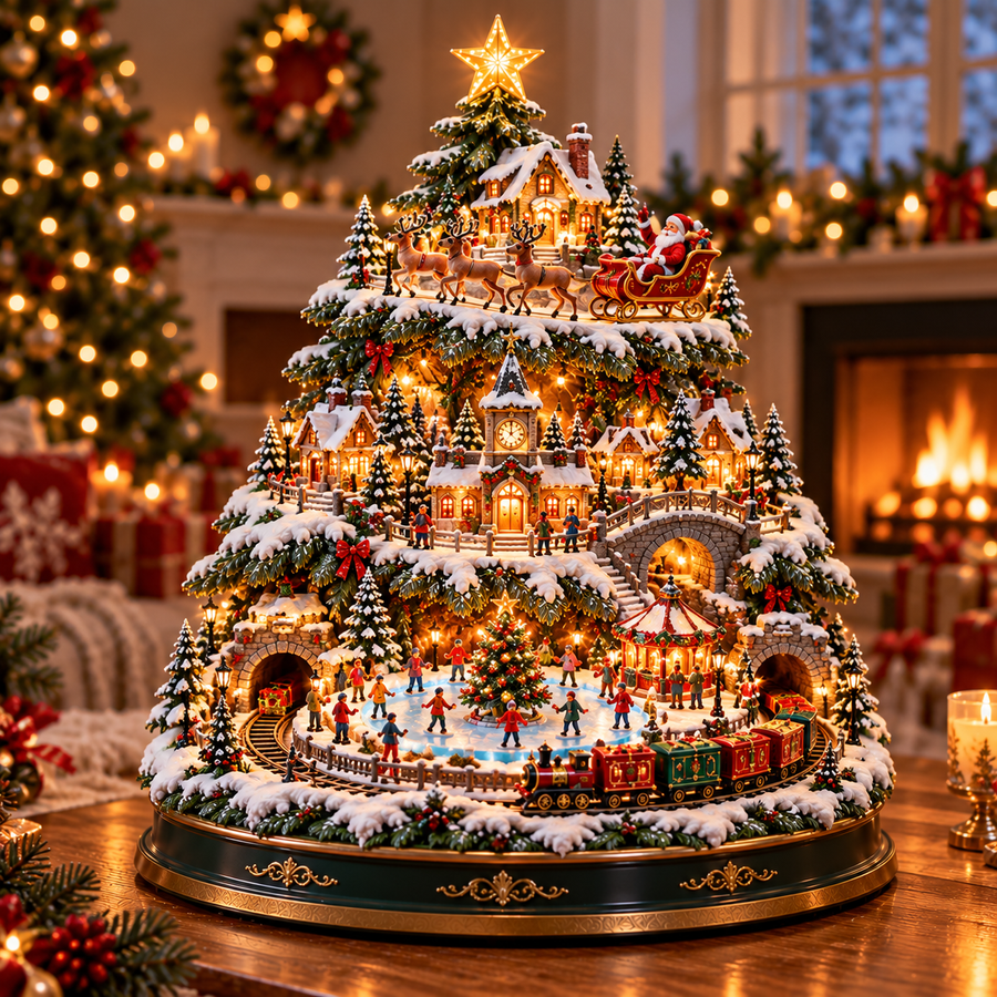 Santa Christmas Village Tree