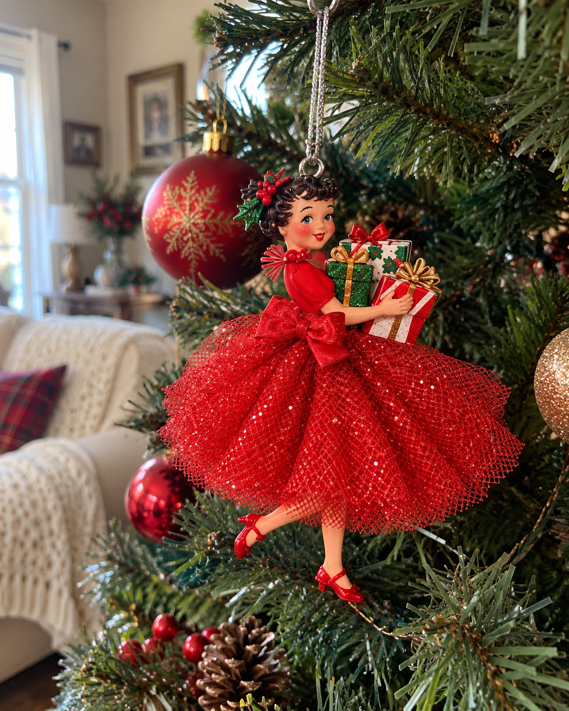 Vintage Christmas Lady Ornaments – 1950s-Inspired Holiday Charm 🎄