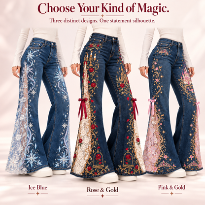 🎀🌹 "Fairytale Romance" Women’s Flared Jeans