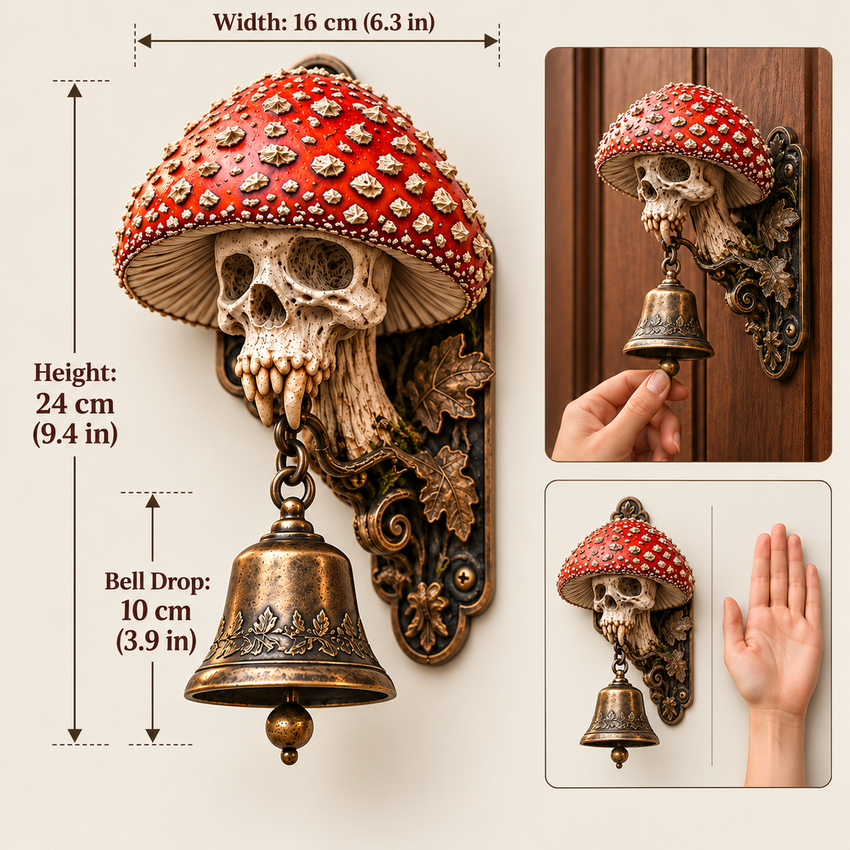 💀🍄 Gravecap Chime™ | Gothic Mushroom Skull Hanging Bell