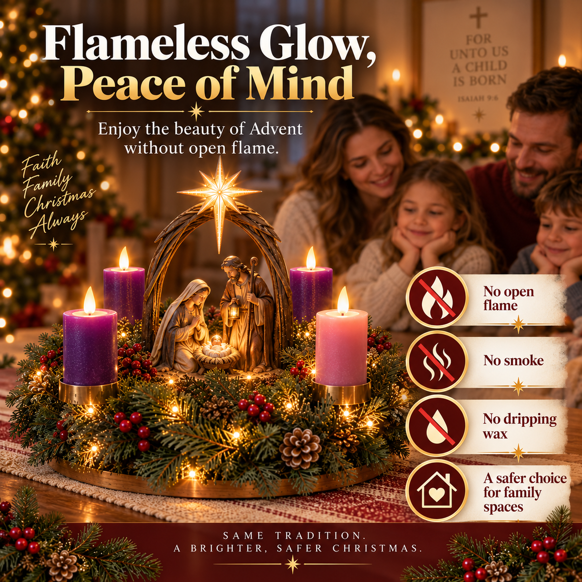 🌟🙏 Bethlehem Nativity Advent Wreath – A Sacred 4-Week Christmas Tradition🕯️