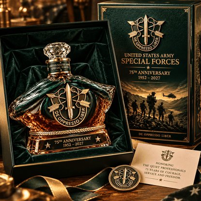 United States Army Special Forces 75th Anniversary Whiskey Bottle