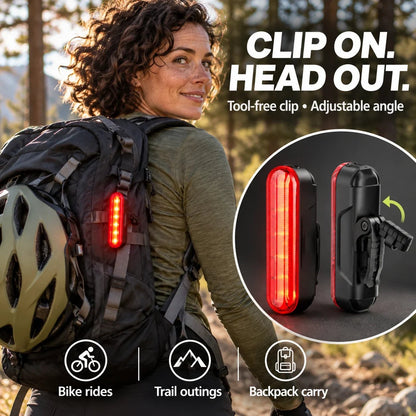 🚨 LED Bicycle Rear Light with Brake Flash | Laser Safety Zone, 22h Long Battery Life
