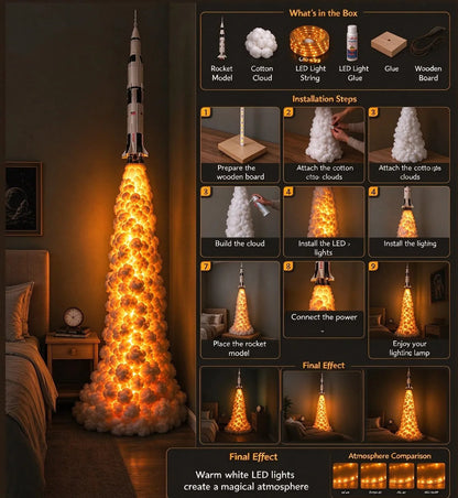 🚀✨ Countdown to Dreamland™ – Rocket Launch Cloud LED Floor Lamp