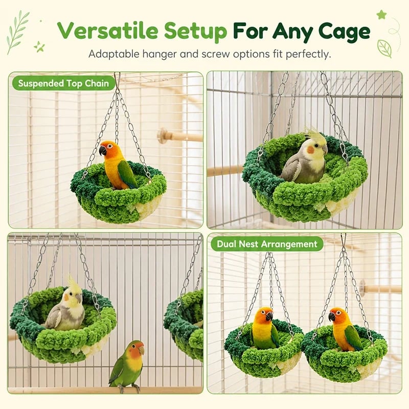 🐦🧶Cozy Winter Hanging Bird House — Soft In-Cage Habitat