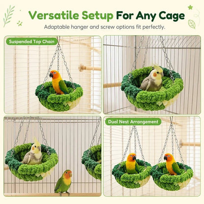 🐦🧶Cozy Winter Hanging Bird House — Soft In-Cage Habitat