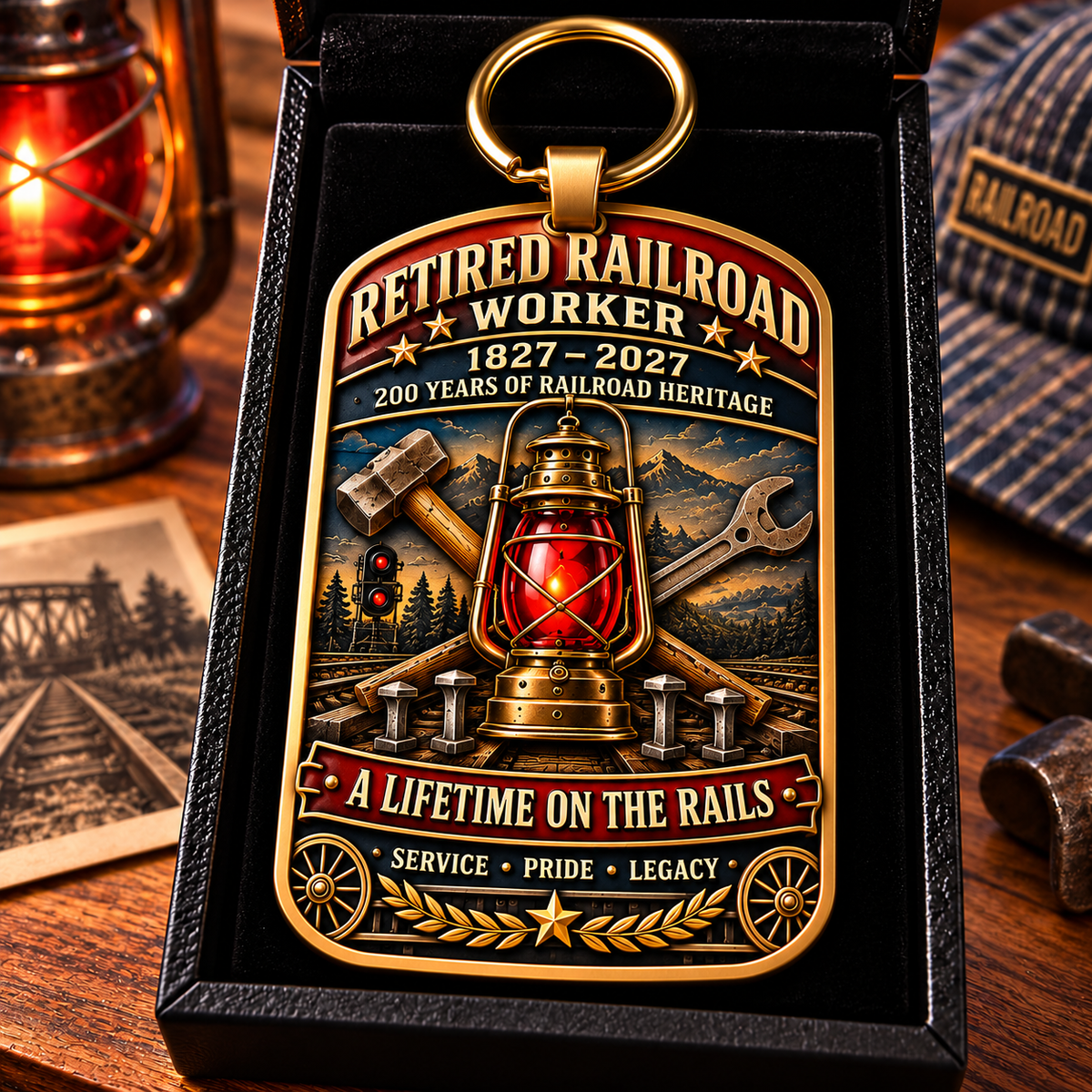 🚂 Built by Generations | Railroad Worker 200th Anniversary Keychain