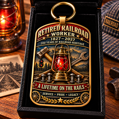 🚂 Built by Generations | Railroad Worker 200th Anniversary Keychain