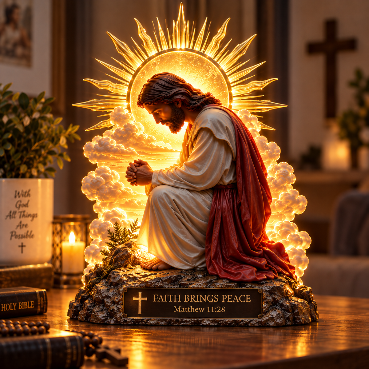 🙏🤍 Faith & Stillness™ | Illuminated Jesus Prayer Figurine
