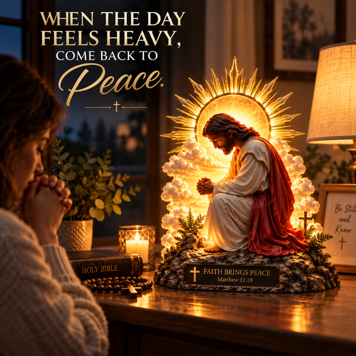 🙏🤍 Faith & Stillness™ | Illuminated Jesus Prayer Figurine
