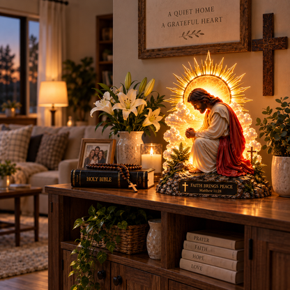 🙏🤍 Faith & Stillness™ | Illuminated Jesus Prayer Figurine