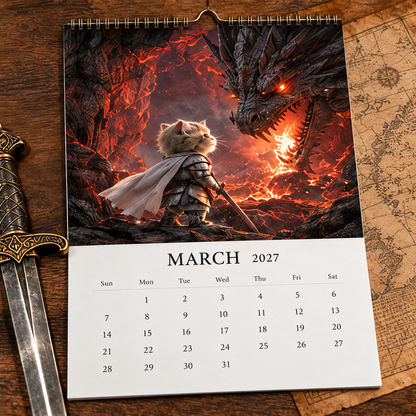 🐱⚔️ 2027 Knight Cats vs. Dragons Calendar