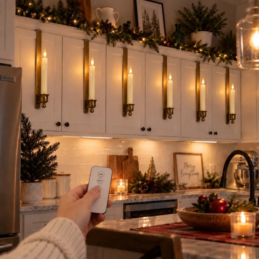 🕯️✨ BrassGlow Trio™ | 3-Pack Vintage Cabinet Candles with Remote