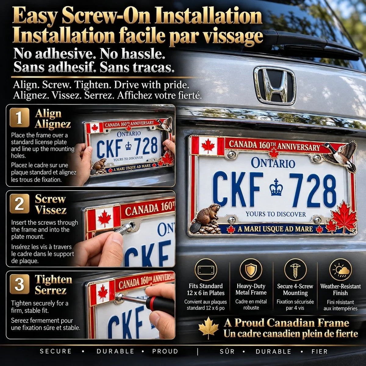 🍁🚗 Canada 160™ | 1867–2027 Commemorative Metal License Plate Frame