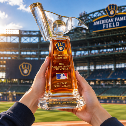 🏆⚾ Milwaukee Brewers 2026 NL Champions Whiskey Trophy Bottle – 44 Years in the Making Collector’s Edition