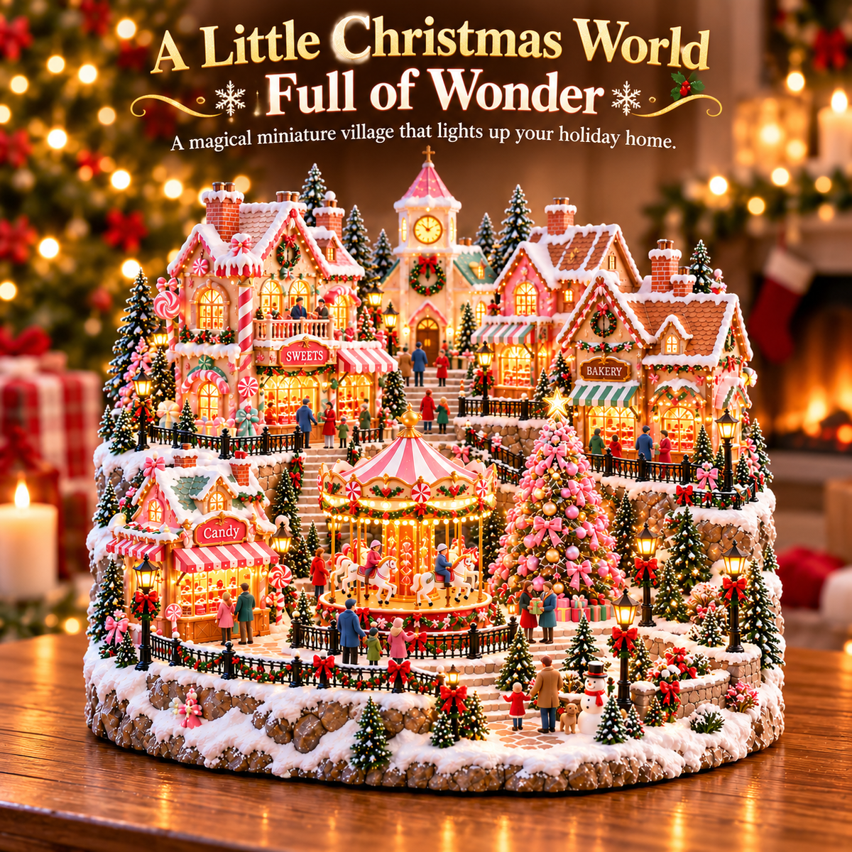 🎄✨ Enchanted Candy Market Village – Lighted Christmas Holiday Display 🍭