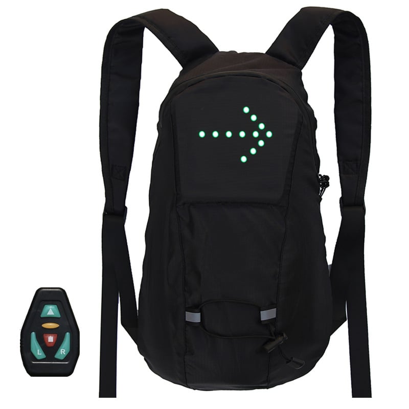 🚴 15L LED Warning Light Backpack – Wireless Handlebar Remote, 5 Signal Modes & Reflective Strips