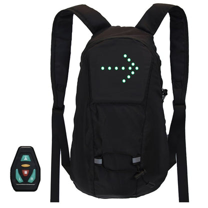 🚴 15L LED Warning Light Backpack – Wireless Handlebar Remote, 5 Signal Modes & Reflective Strips