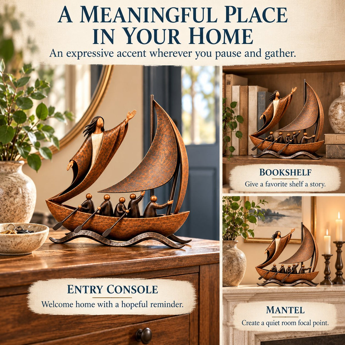 ⏳ Last Day 49% OFF ⛵✨ Guided by Faith™ | Bronze-Tone Sailing Sculpture