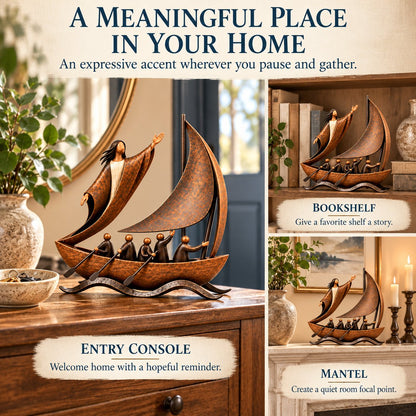 ⏳ Last Day 49% OFF ⛵✨ Guided by Faith™ | Bronze-Tone Sailing Sculpture