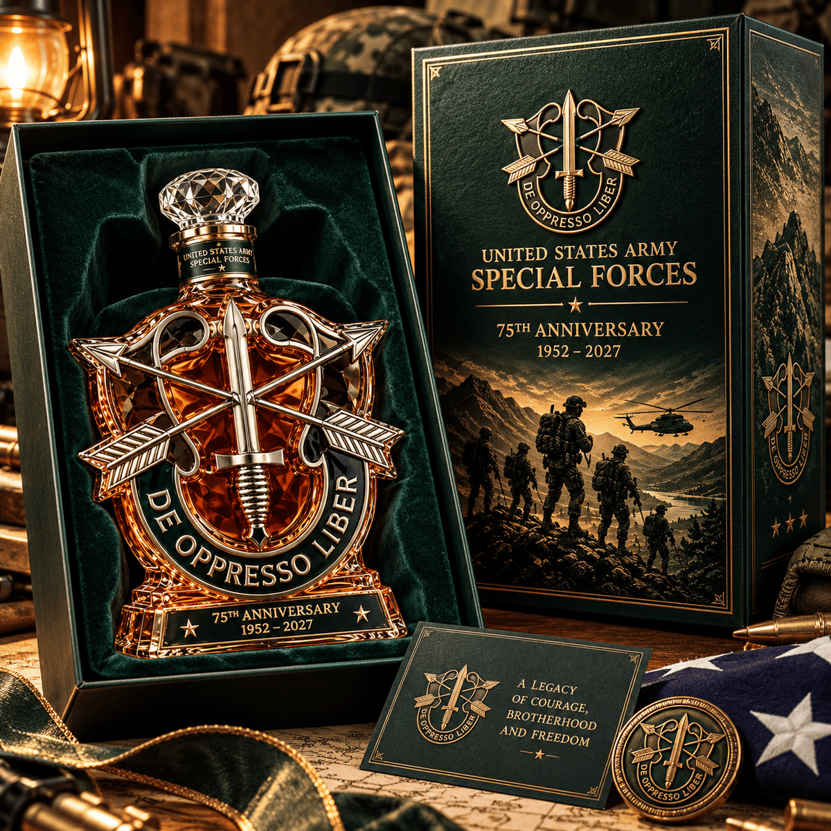 🪖🏆 75 Years of Valor™ | Special Forces Whiskey Decanter