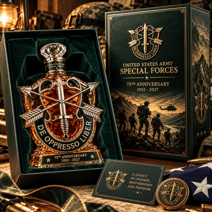 United States Army Special Forces 75th Anniversary Whiskey Bottle