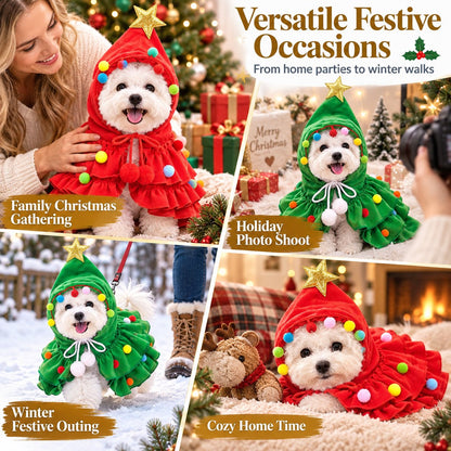 🐶✨ Festive Tree Pet Cape – Cute Christmas Costume for Dogs & Cats