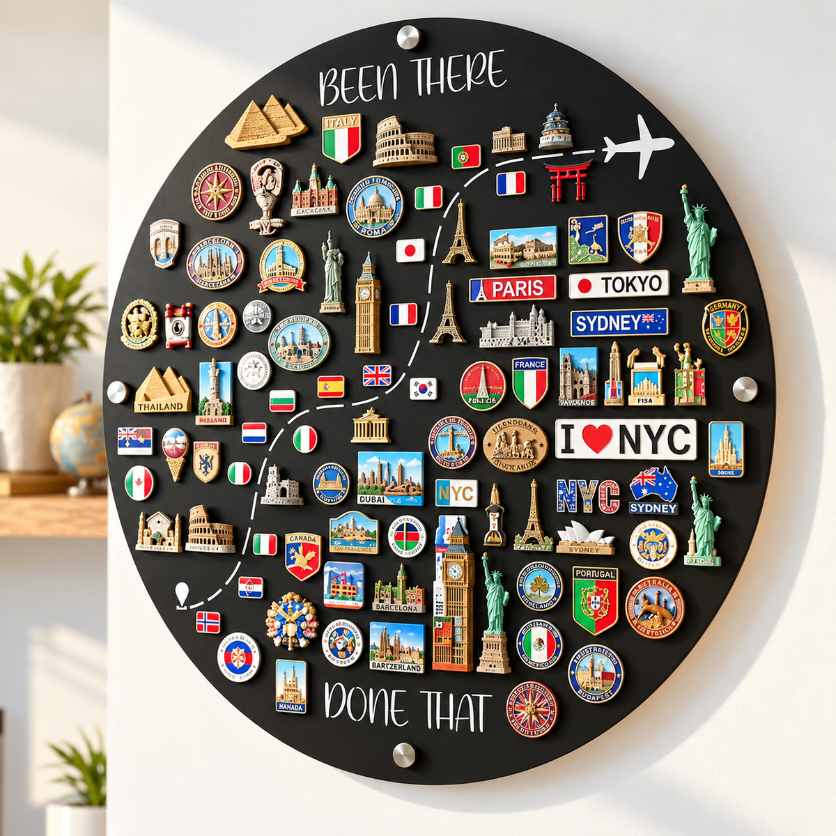 ✈️🌍 Been There, Done That™ | Travel Magnet Memory Wall for Souvenirs & Adventures