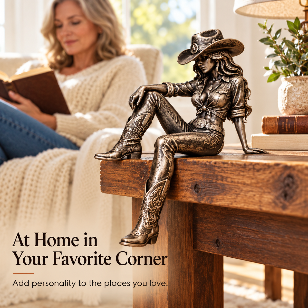 🐎 Spirit of the West | Vintage Cowgirl Bronze Figurine