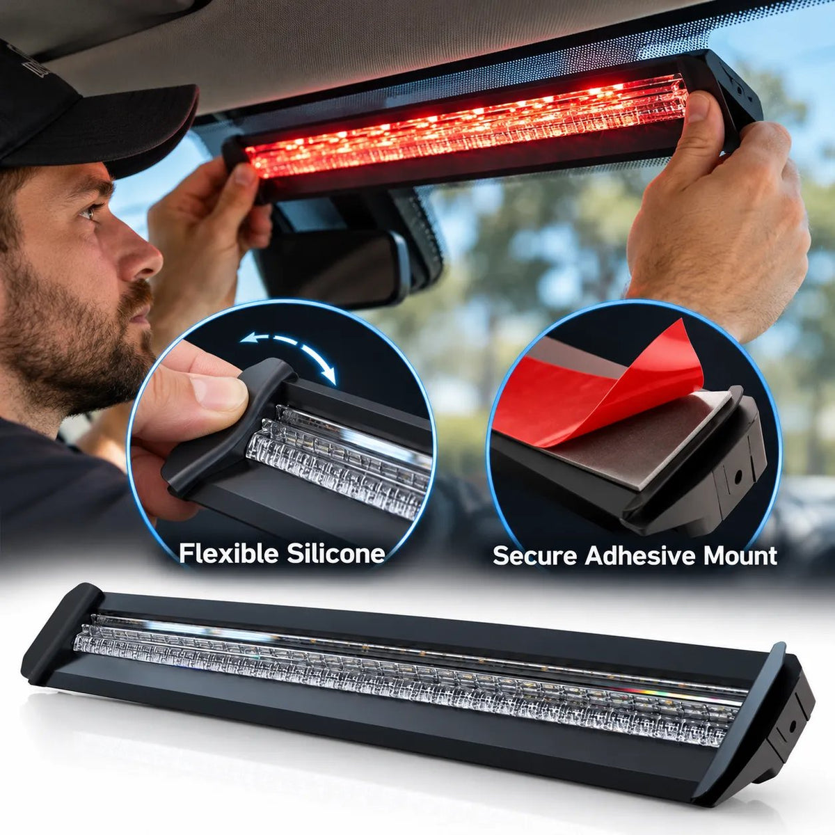 🚨 Anti-Glare LED Warning Light Bar | Tri-Color LEDs & 12–24V Power