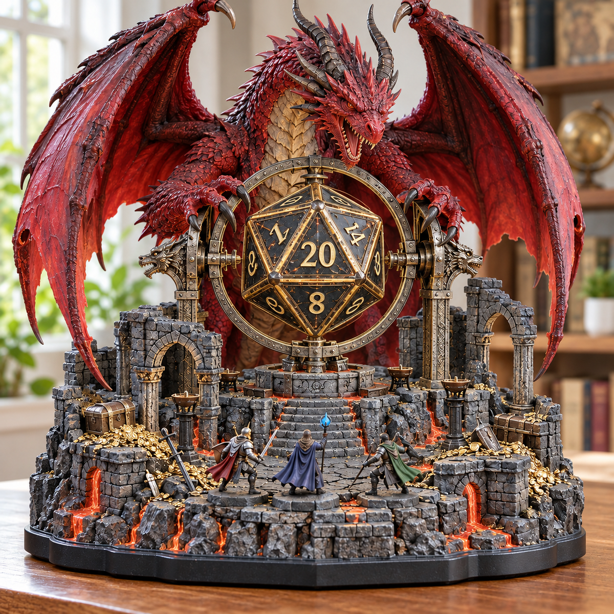 🐉 The Dragon Guards Your Roll | Lighted D20 Fantasy Diorama