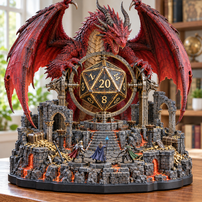 🐉 The Dragon Guards Your Roll | Lighted D20 Fantasy Diorama
