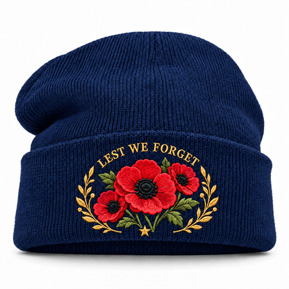 🎖️ Lest We Forget Poppy™ | Memorial Embroidered Knit Beanie