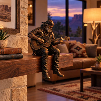 🏍️🧔 Old Biker Soul™ | Rustic Motorcycle Rider Shelf Sitters