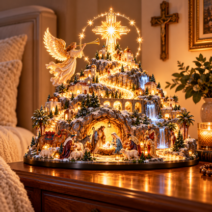 ✝️✨ Bethlehem Mountain Glow™ | Illuminated Nativity Christmas Village