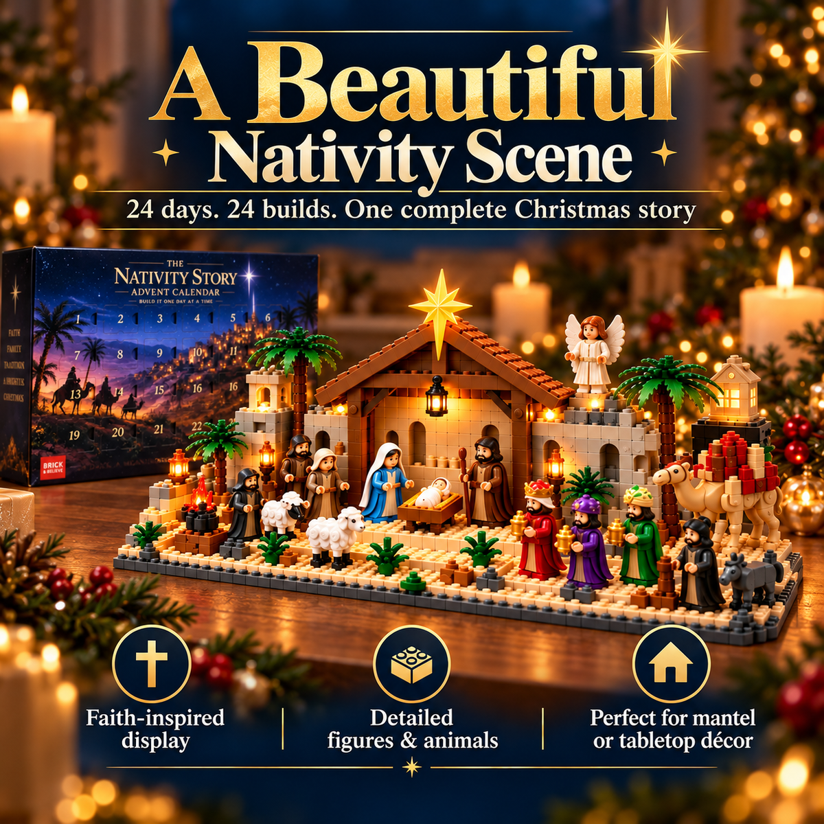 ✝️🧱 24-Day Buildable Nativity Advent Calendar – Build the Christmas Story