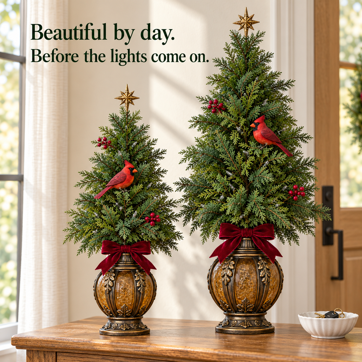 🎄🐦 Cardinal Glow Trees™ | Lighted Christmas Lantern Decor
