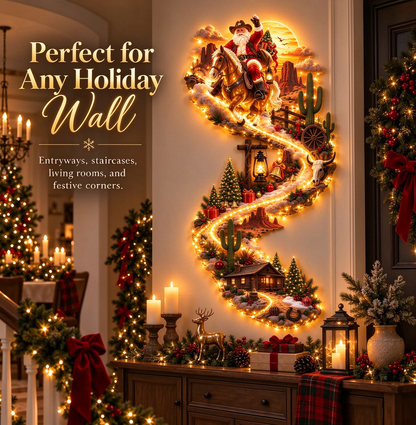 🔥 Last Day – 50% Off!🎅 Wild West Santa – Lighted Christmas Wall Decor