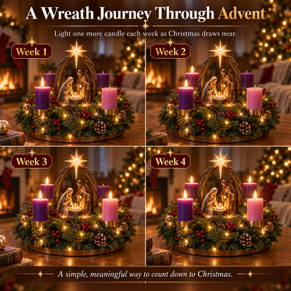 ✝️ Light the Way to Christmas | 4-Week Nativity Advent Wreath 🕯️