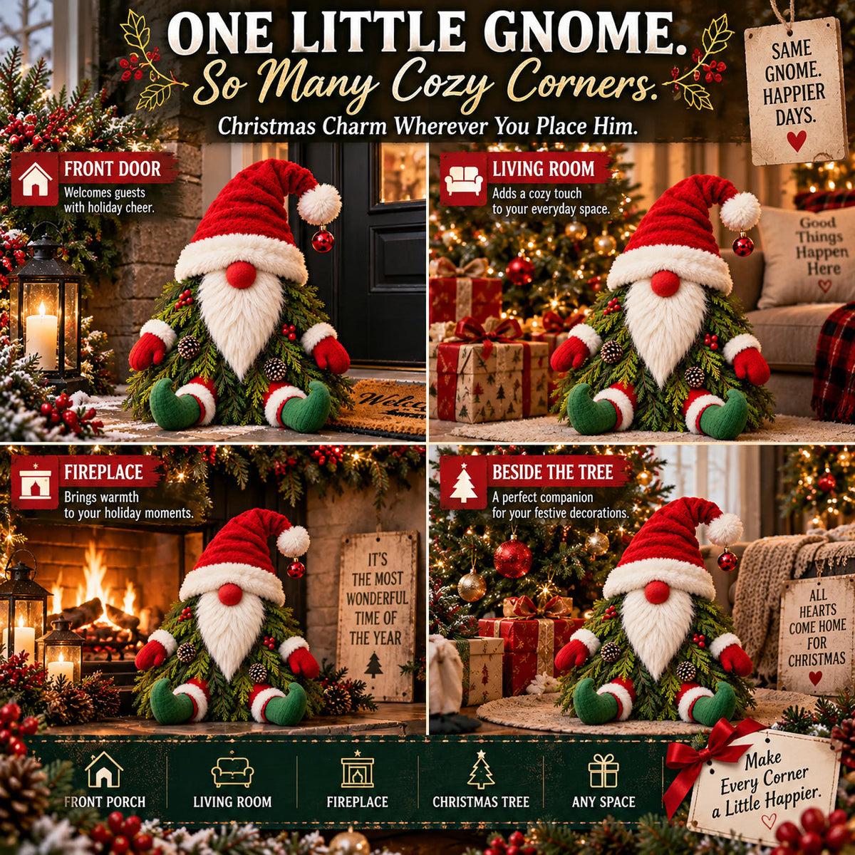 🎅🎄 Gnome Tree Mischief™ | Whimsical Christmas Porch Decor