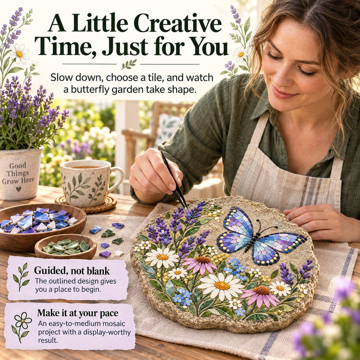 🦋 Piece by Piece, Watch It Bloom | Butterfly Wildflower Mosaic Kit