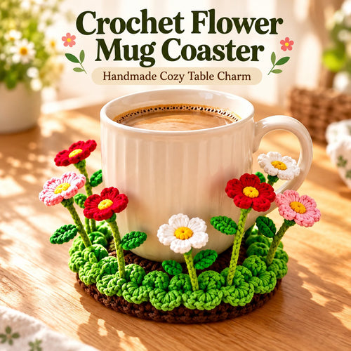 🌸☕ Blooming Mug Garden™ | Handmade 3D Crochet Flower Coaster
