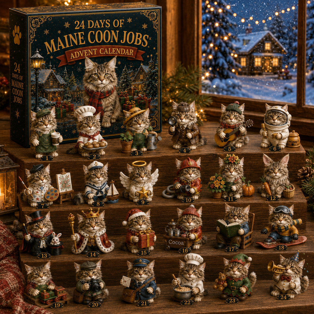 🐱💼 Maine Coon Jobs Advent Calendar – 24 Cats at Work