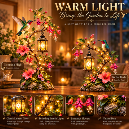✨🐦 Hummingbird Garden Glow™ | Lighted Floral Lantern Decor