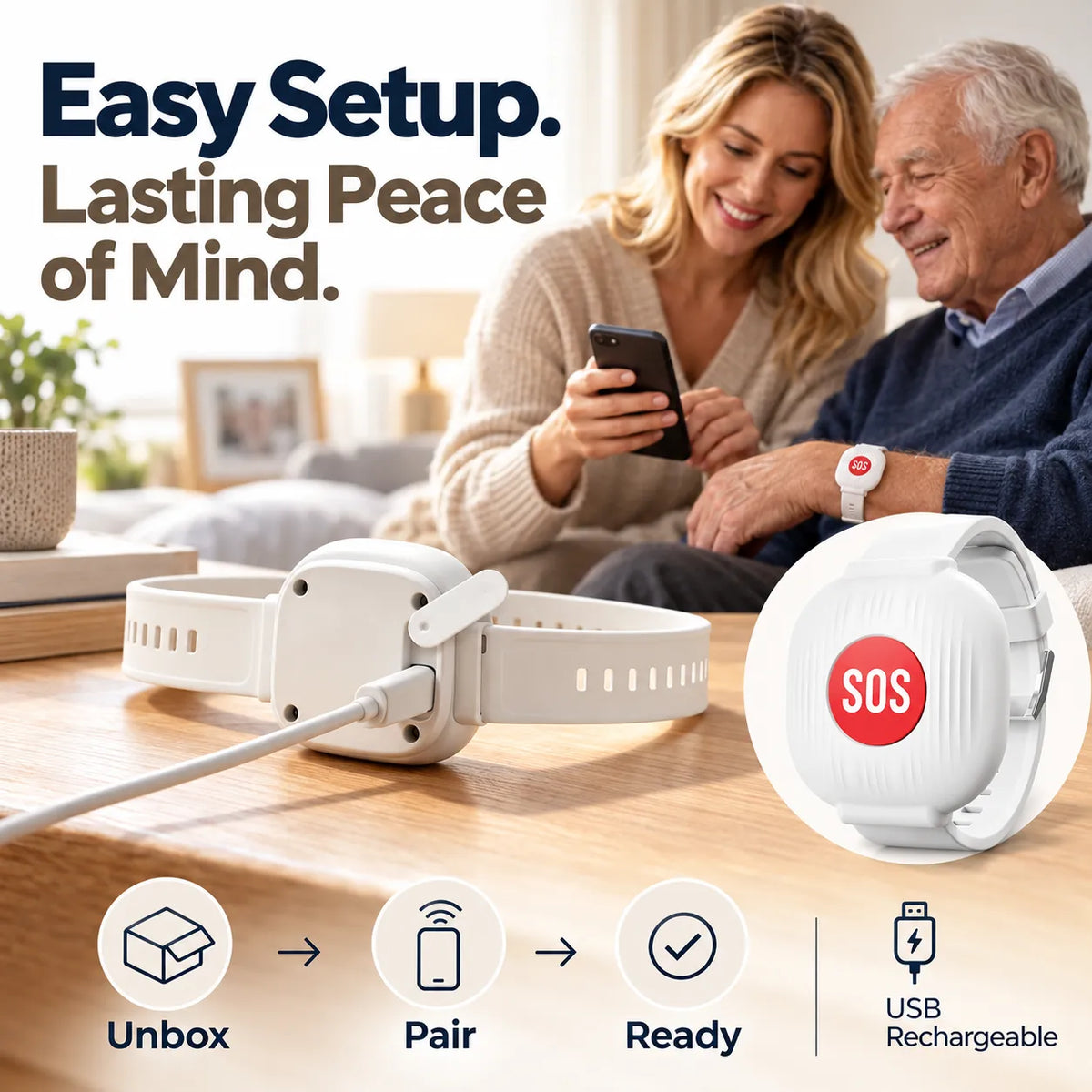 SafeLink™ Senior SOS Alert Bracelet – One-Press Emergency Guard & Instant Caregiver Alert System 🛡️