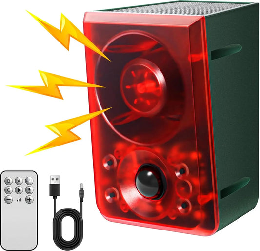 ☀️ Solar Motion Sensor Animal Deterrent Alarm | 130dB Sound & Flashing Light