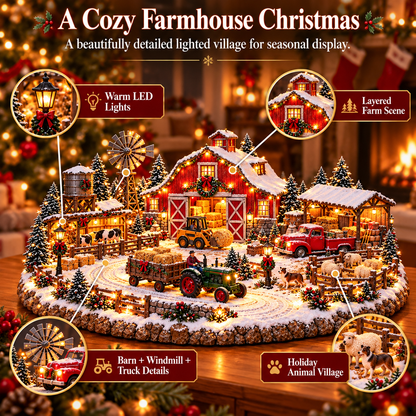 🎄🚜 Christmas at the Red Barn™ | Lighted Farm Village Scene