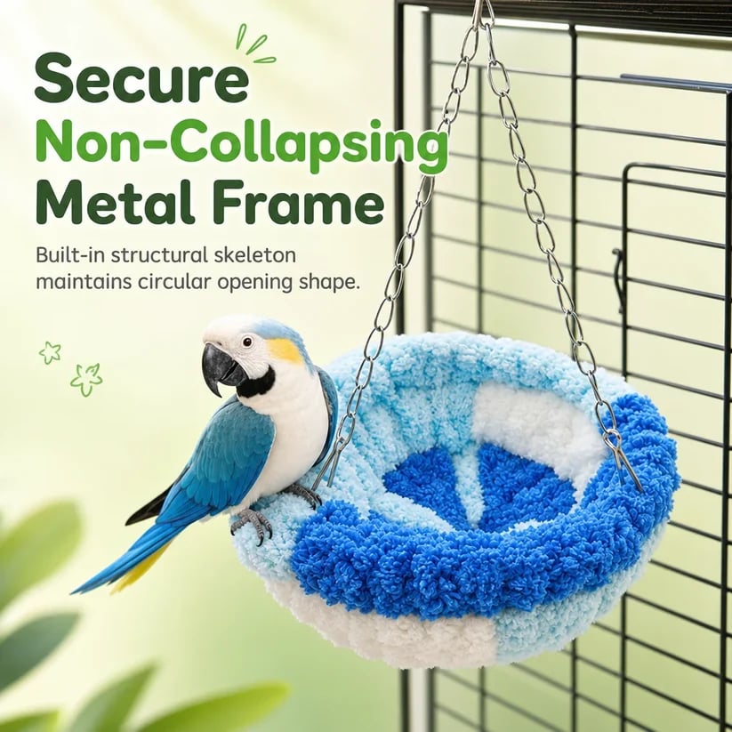 🐦🧶Cozy Winter Hanging Bird House — Soft In-Cage Habitat